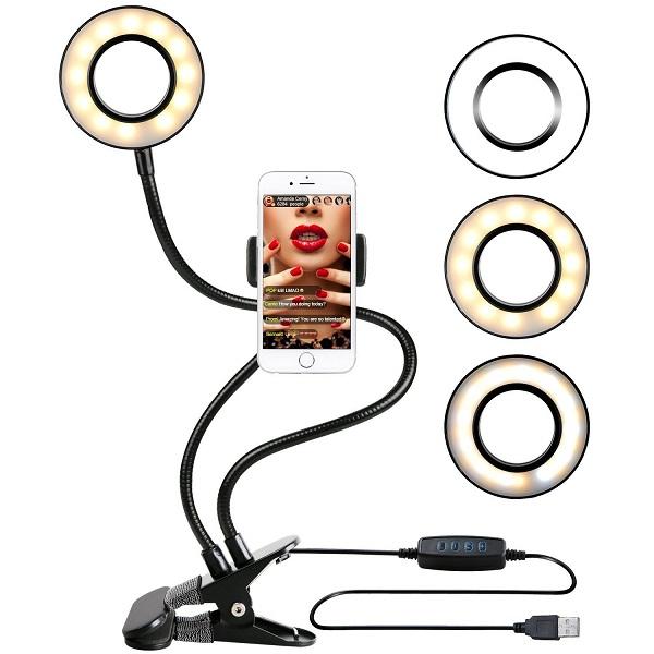 Photo Studio Selfie LED Ring Light with Cell Phone Mobile Holder for Youtube Live Stream Makeup Camera Lamp for iPhone Android - Trend Catalog
