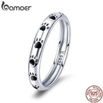 BAMOER 925 Sterling Silver Stackable Dog Cat Footprints Finger Rings for Women Wedding Ring Jewelry Valentine's Day GIFT Accessories SCR445 - Trend Catalog