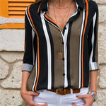 Women Blouses  Fashion Long Sleeve Turn Down Collar Office Shirt Chiffon Blouse Shirt Casual Tops