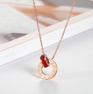 Couple Jewelry Austrian Crystal Love Necklace Luxury Brand Roman Numerical Necklace For Women Two Circle Pendant Clavicle - Trend Catalog