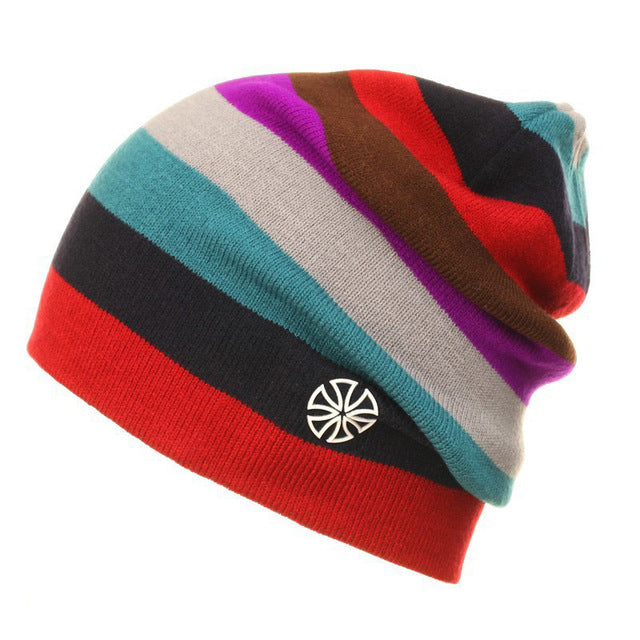 Outdoor Beanies Cap Casual Striped Knitted Hat Headwear Snowboarding Skiing Skating Cycling Apparel Accessories - Trend Catalog - 