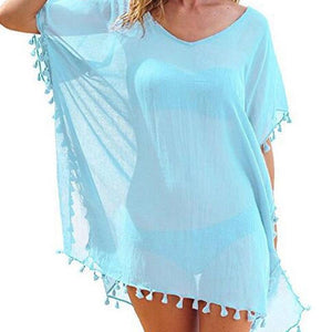 Chiffon Tassels Beach Wear Women Swimsuit Cover Up Swimwear Bathing Suits Summer Mini Dress. Cover up shirt, - Trend Catalog