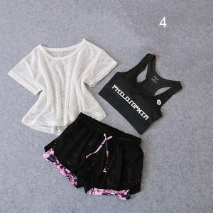 3 Pcs Set Women's Yoga Suit Fitness Clothing Sportswear For Female Workout Sports Clothes Athletic Running Yoga Suit Sets - Trend Catalog
