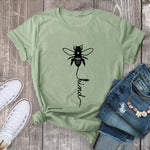 Cotton T Shirt Bee Kind Print Women Short Sleeve O Neck Loose Tshirt 2020 Summer Tee Shirt Tops