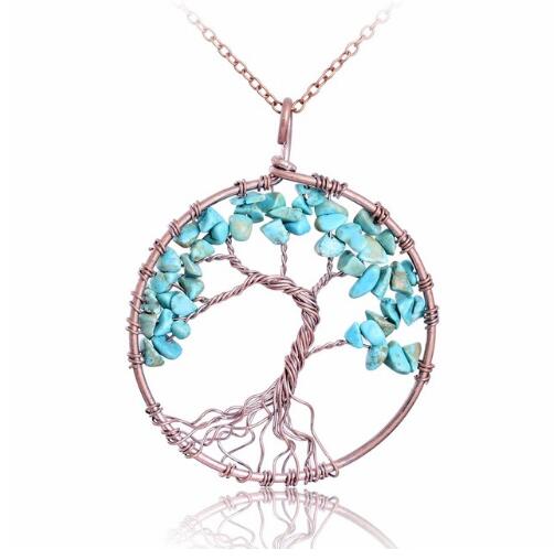 Crystal Natural Stone Tree Necklace