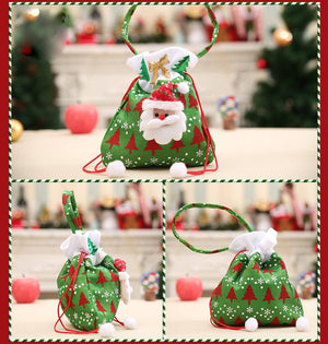 Santa Claus Christmas Decorations For Home Snowman Cloth Gift Bags With Handles For Cookie Candy Drawstring Merry Christmas Bags