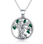 BAMOER 925 Sterling Silver Rely Tree of Life Pendant Necklaces Clear Green CZ jewelry, accessories - Trend Catalog