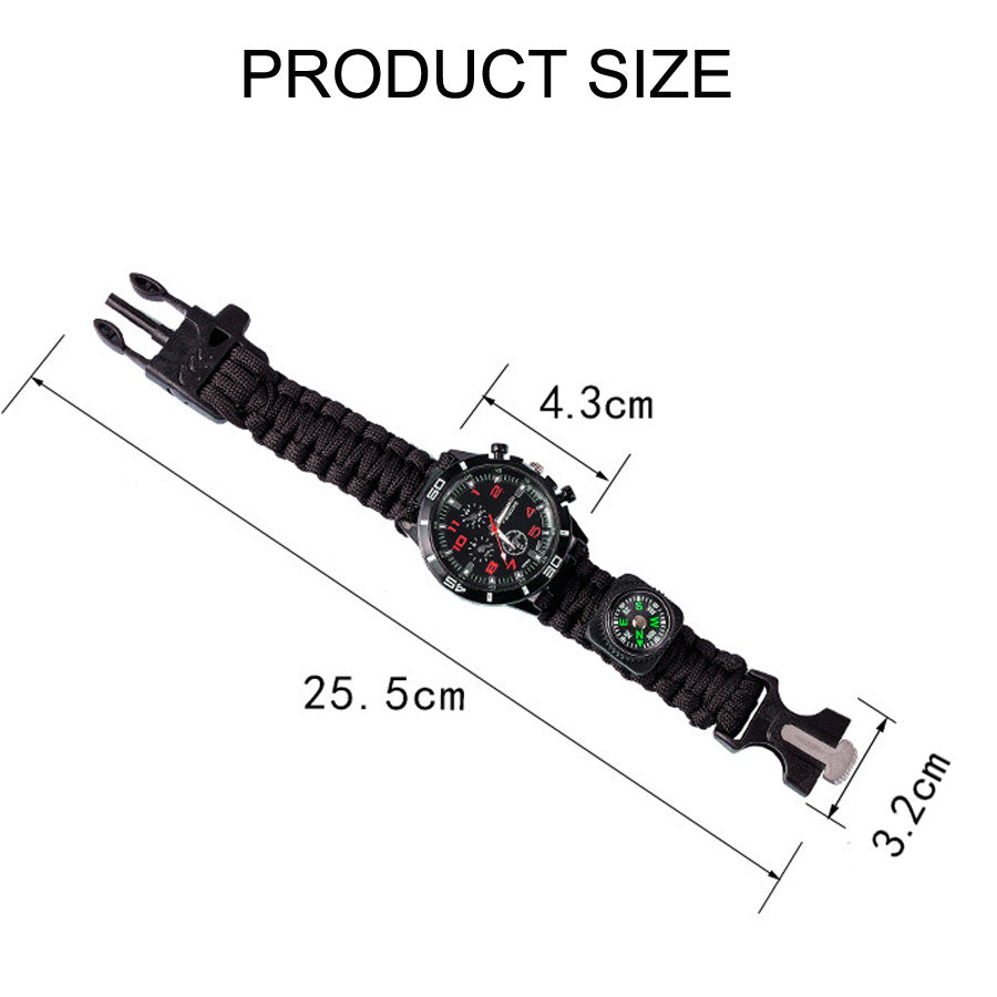 Military Outdoor Paracord Survival Bracelet Compass 6 In 1 Fire Watch Bileklik Erkek Whistle Buckle Safety Climbing Rope Lanyard - Trend Catalog - 