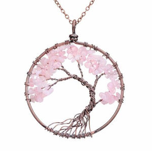 Crystal Natural Stone Tree Necklace