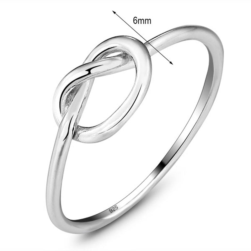 Genuine 925 Sterling Silver Best Gifts For Girl Women Jewelry Bands Knot Ring