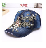 Women's Baseball Cap Diamond Painting Embroidery Flower Denim Snapback Hats Jeans Woman Female Cap Cowboy Summer Sun Hat - Trend Catalog - 