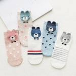 Women Cotton Socks Pink Cute Cat Ankle Socks Short Socks Casual Animal Ear Red Heart Gril Socks 5pairs 35-40 - Trend Catalog
