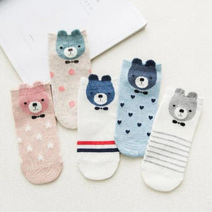 Women Cotton Socks Pink Cute Cat Ankle Socks Short Socks Casual Animal Ear Red Heart Gril Socks 5pairs 35-40 - Trend Catalog