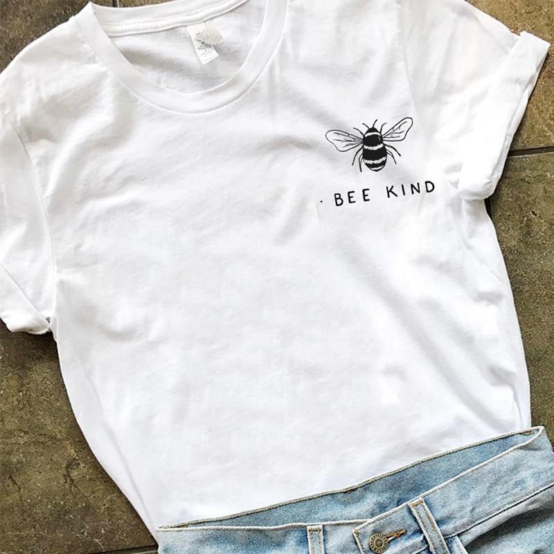 Bee Kind Pocket Print Tshirt Women Tumblr Save The Bees Graphic Tees Women Plus Size T Shirts  Cotton O Neck Tops - Trend Catalog