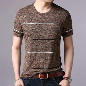 T Shirts Mens Summer O Neck Cotton Trending Streetwear Tops Striped Short Sleev Cool Tee Mens Clothing - Trend Catalog