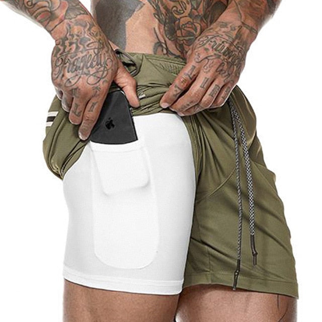 Men's 2 in 1 Running Shorts Mens Sports Shorts Quick Drying Training Exercise Jogging Gym Shorts with Built-in pocket Liner - Trend Catalog - 