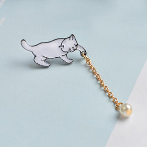 Alloy Cute Little White Imitation Pearl Cat Brooch Pins Chic Fashion Jewelry Bijoux Brooch Wholesale Women Accessories - Trend Catalog