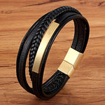 Classic Genuine Leather Bracelet For Men Hand Charm Jewelry Multilayer Magnet Handmade Gift For Cool Boys