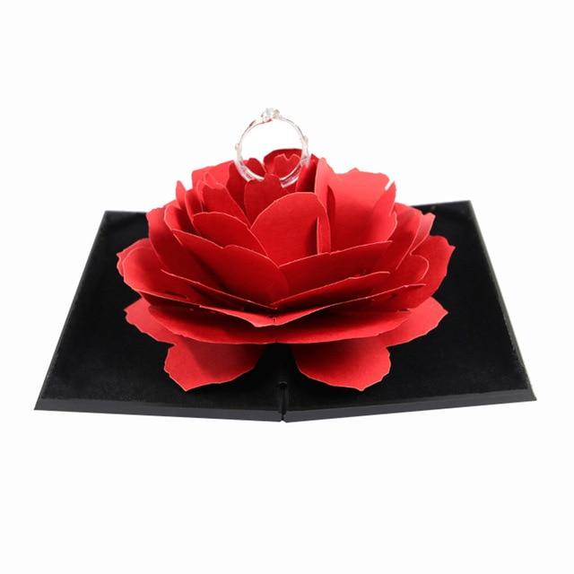 3D Pop Up Red Rose Flower Ring Box Wedding Engagement Box Jewelry Storage Holder Case - Trend Catalog - 