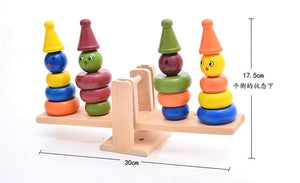 Montessori teaching AIDS children wooden rainbow tower balance toys, children clown balance blocks wood toys - Trend Catalog