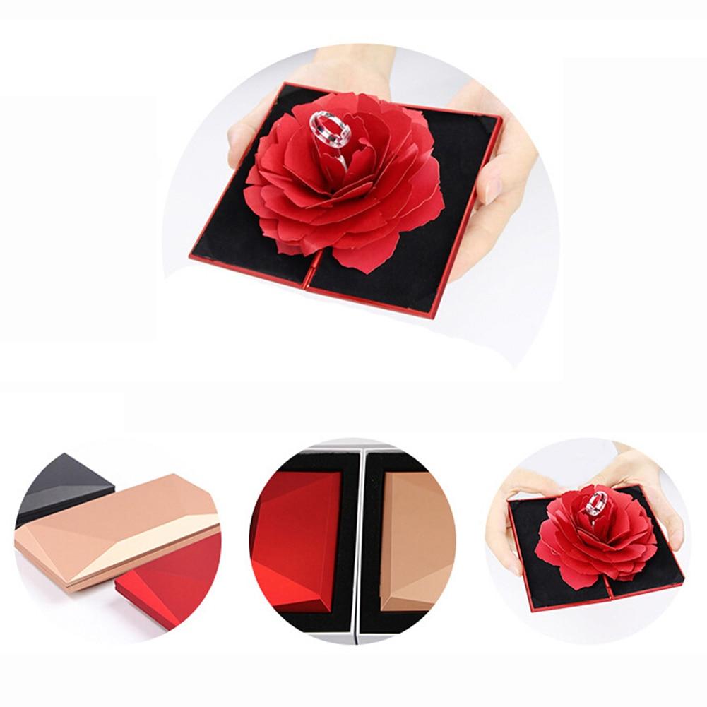 3D Pop Up Red Rose Flower Ring Box Wedding Engagement Box Jewelry Storage Holder Case - Trend Catalog - 