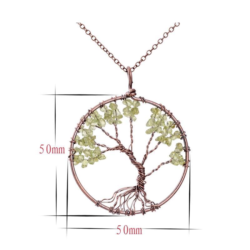 Crystal Natural Stone Tree Necklace