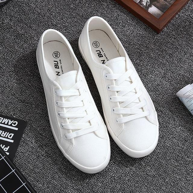 White Canvas Shoes Sports Tennis Women Shoes Autumn Flat Oxford Shoes Woman Female Wild Literary Shoes - Trend Catalog