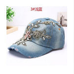 Women's Baseball Cap Diamond Painting Embroidery Flower Denim Snapback Hats Jeans Woman Female Cap Cowboy Summer Sun Hat - Trend Catalog - 