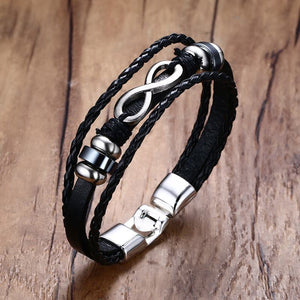 Infinity Men Bracelet Genuine Leather Black Hand Chain Friendship Brazelt Women Fashion 2018 Pulseira Masculina Dropshipping - Trend Catalog - 