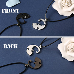 Rinhoo Couples Jewelry Necklaces Black white Couple Necklace Titanium Steel animal cat Pendants Necklace-in Pen