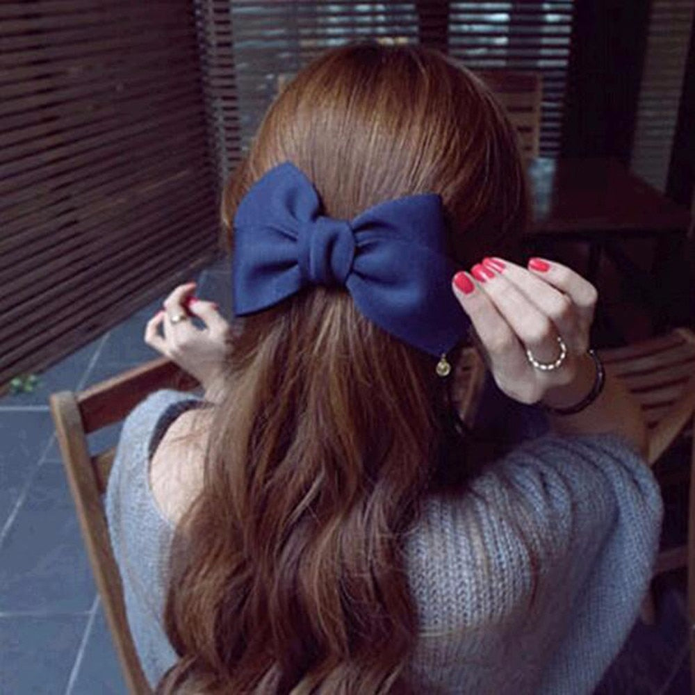 Big Solid Cloth Bows Hair Clips Hair Accessories for Women Girl Wedding Hair Jewelry