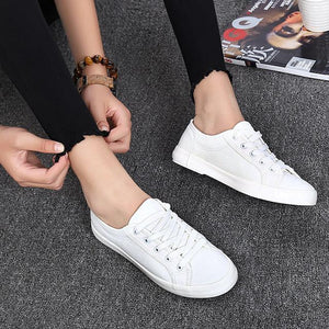 White Canvas Shoes Sports Tennis Women Shoes Autumn Flat Oxford Shoes Woman Female Wild Literary Shoes - Trend Catalog