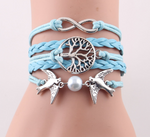Fashion Infinity Tree flying birds charm Imitation Pearl Leather braid women wrap bracelet Bracelets & Bangles for women jewelry - Trend Catalog - 