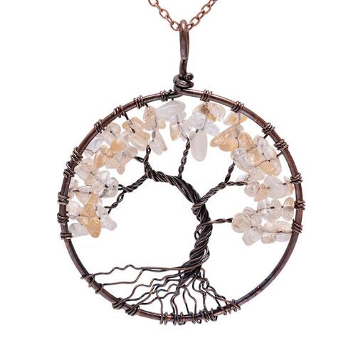 Crystal Natural Stone Tree Necklace