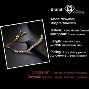 Fashion Round Cubic Zirconia Tennis Adjustable Bracelet Bangle For Women White Gold Color Crystal Bracelets Wedding Jewelry Gift - Trend Catalog