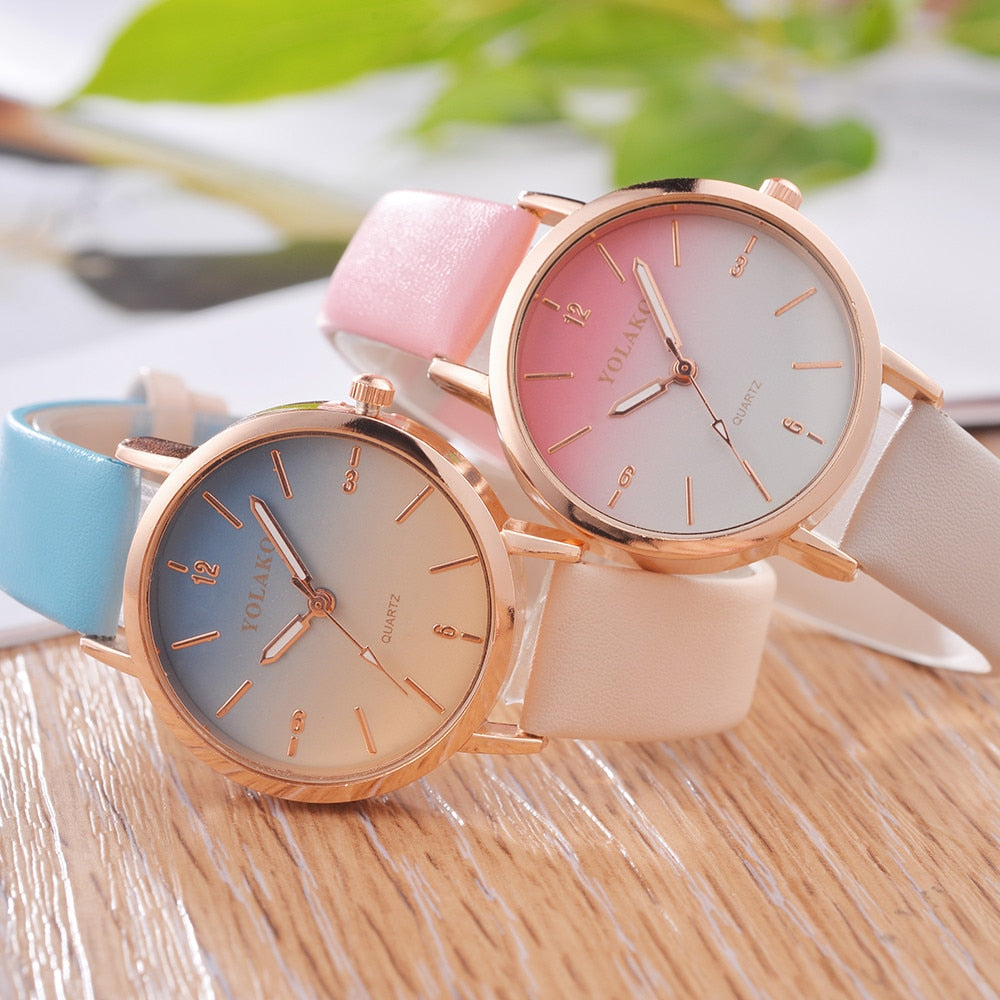 Brand Leather Quartz Women's Watch Ladies Fashion Watch Women Wristwatches Clock relogio feminino masculino W50 - Trend Catalog - 