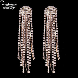 Brand Trending Hot Long Tassel Earrings Women Big Crystal Drop Earrings Wedding Bridal Statement Jewelry Wholesale - Trend Catalog