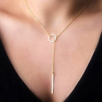 Women Accessories Hot Fashion Gold Silver Metal Chain Bar Circle Lariat Necklace Long Strip Pendant Necklaces Jewelry - Trend Catalog - 