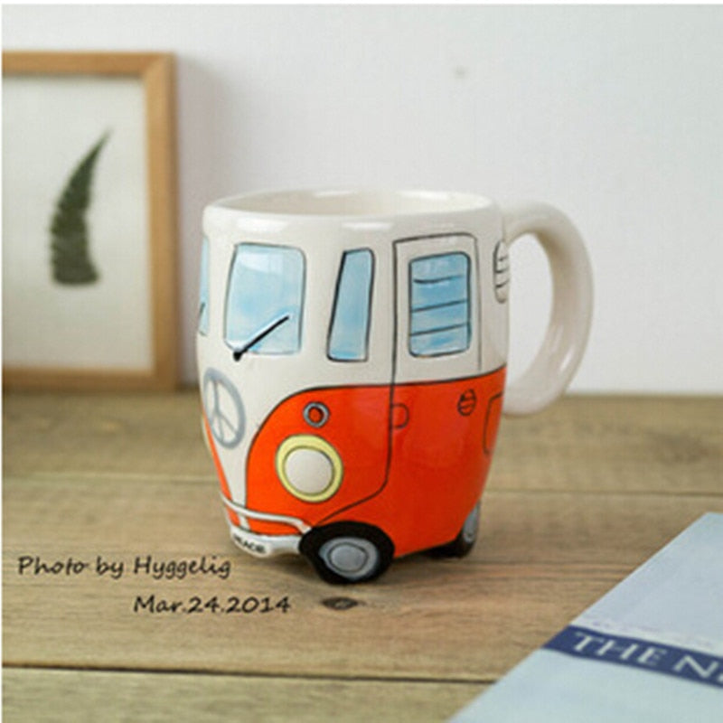 British Hand-painted 3D Double-decker Bus Mug Ceramic UK Retro Coachbus Car Coffee Cup Friends Tv Klimt Caneca Criativa Gift Box - Trend Catalog - 