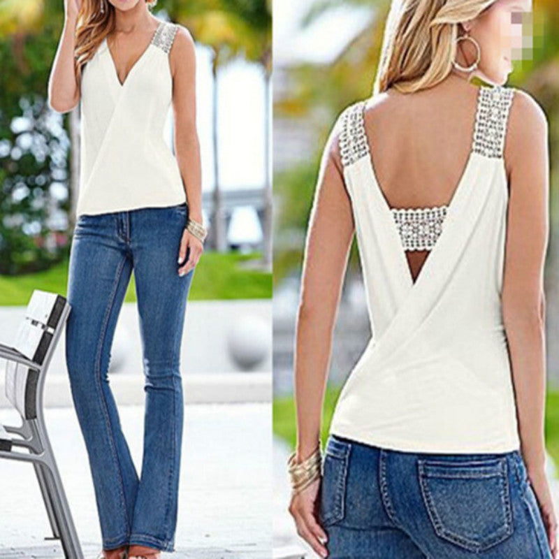 Summer Tank Tops Blouse Sleeveless Summer Top Casual Fashion Women Sexy V-neck Casual Blouse Vest Ladies Clothing