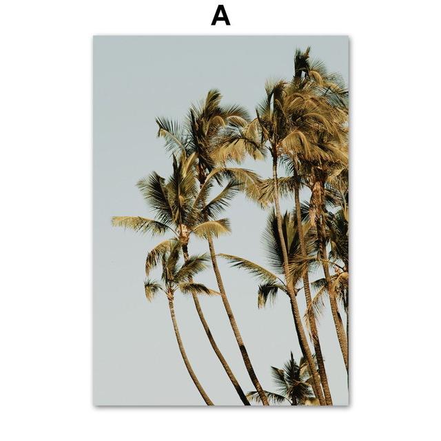 Coconut Tree Palm leafs Bus Sea Landscape Wall Art Canvas Painting Nordic Posters And Prints Wall Pictures For Living Room Decor - Trend Catalog