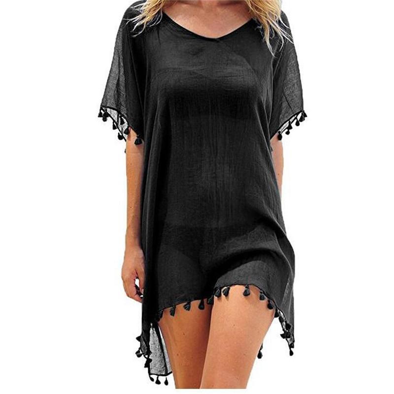 Chiffon Tassels Beach Wear Women Swimsuit Cover Up Swimwear Bathing Suits Summer Mini Dress. Cover up shirt, - Trend Catalog