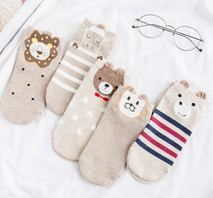 Women Cotton Socks Pink Cute Cat Ankle Socks Short Socks Casual Animal Ear Red Heart Gril Socks 5pairs 35-40 - Trend Catalog