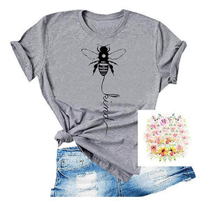 Cotton T Shirt Bee Kind Print Women Short Sleeve O Neck Loose Tshirt 2020 Summer Tee Shirt Tops