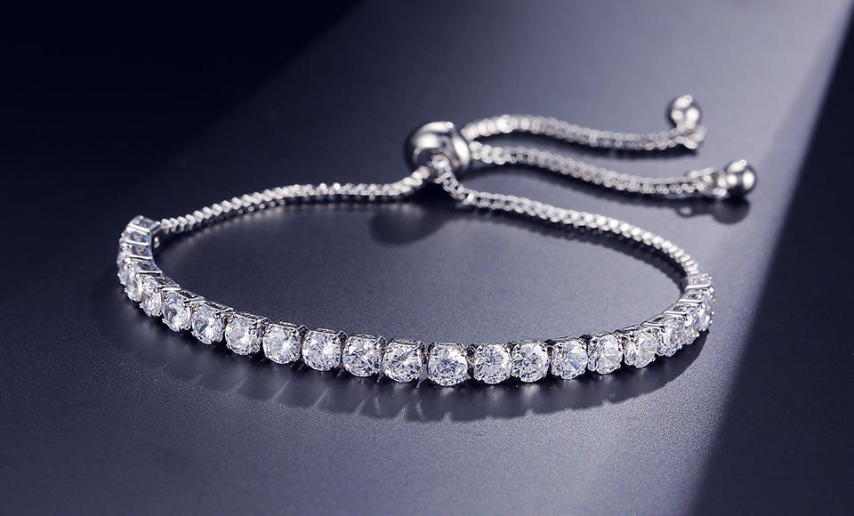 Fashion Round Cubic Zirconia Tennis Adjustable Bracelet Bangle For Women White Gold Color Crystal Bracelets Wedding Jewelry Gift - Trend Catalog
