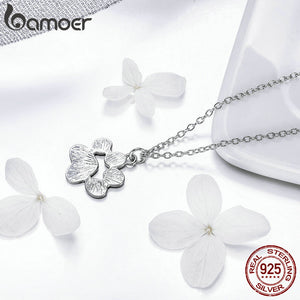 BAMOER Genuine 925 Sterling Silver Cute Animal Footprints Dog Cat Footprints Paw Necklaces Pendants Women Silver Jewelry SCN275