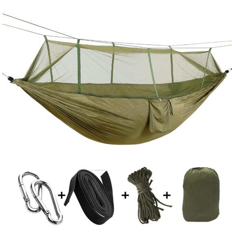 Ultralight Outdoor Camping Hunting Mosquito Net Parachute Hammock 2 Person Flyknit Hamaca Garden Hamak Hanging Bed Leisure Hamac - Trend Catalog - 