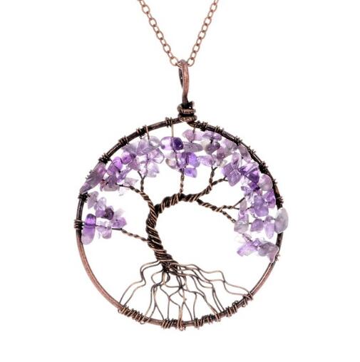 Crystal Natural Stone Tree Necklace