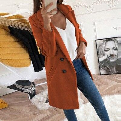 Plus Size Autumn Winter Wool Coat Women Elegant Blazer Ladies Cashmere Womens Coats Office Solid Medium Long Section Camel Coat - Trend Catalog