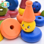 Montessori teaching AIDS children wooden rainbow tower balance toys, children clown balance blocks wood toys - Trend Catalog